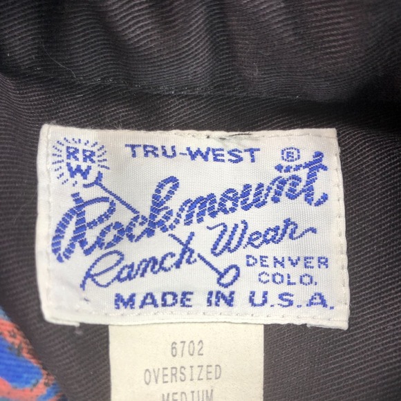VTG Rockmount Shirt Mens M Red Blue Oversized Cape Western Pearl Snap Ranch USA - Picture 11 of 16